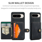 For Google Pixel 9 Pro JEEHOOD J01 Retro Magnetic Detachable Wallet Phone Case(Black)