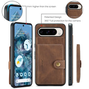 For Google Pixel 9 Pro JEEHOOD J01 Retro Magnetic Detachable Wallet Phone Case(Brown)