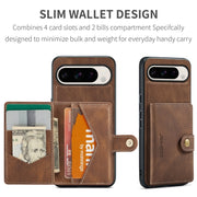 For Google Pixel 9 Pro JEEHOOD J01 Retro Magnetic Detachable Wallet Phone Case(Brown)
