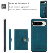 For Google Pixel 9 Pro JEEHOOD J01 Retro Magnetic Detachable Wallet Phone Case(Blue)