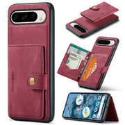 For Google Pixel 9 Pro JEEHOOD J01 Retro Magnetic Detachable Wallet Phone Case(Red)