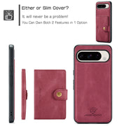 For Google Pixel 9 Pro JEEHOOD J01 Retro Magnetic Detachable Wallet Phone Case(Red)