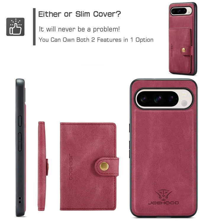 For Google Pixel 9 Pro JEEHOOD J01 Retro Magnetic Detachable Wallet Phone Case(Red)