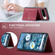 For Google Pixel 9 Pro JEEHOOD J01 Retro Magnetic Detachable Wallet Phone Case(Red)