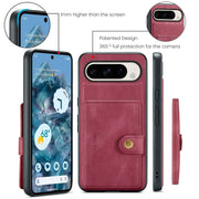 For Google Pixel 9 Pro JEEHOOD J01 Retro Magnetic Detachable Wallet Phone Case(Red)