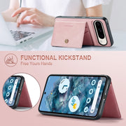 For Google Pixel 9 Pro JEEHOOD J01 Retro Magnetic Detachable Wallet Phone Case(Pink)