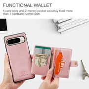 For Google Pixel 9 Pro JEEHOOD J01 Retro Magnetic Detachable Wallet Phone Case(Pink)