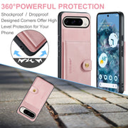 For Google Pixel 9 Pro JEEHOOD J01 Retro Magnetic Detachable Wallet Phone Case(Pink)