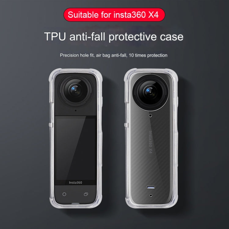For Insta360 X4 Clear 1.5mm Soft TPU Protective Case With Hand Strap(Clear Black)