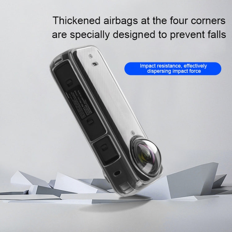 For Insta360 X4 Clear 1.5mm Soft TPU Protective Case With Hand Strap(Clear Black)