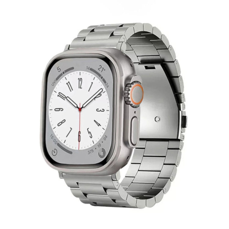 For Apple Watch SE 44mm 3-Bead Flat Buckle Titanium Alloy Watch Band(Silver)