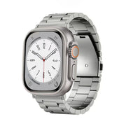 For Apple Watch SE 44mm 3-Bead Flat Buckle Titanium Alloy Watch Band(Silver)