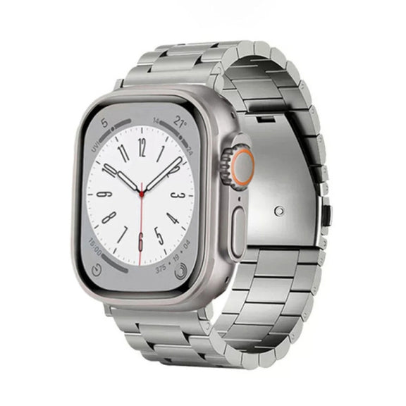 For Apple Watch Series 5 40mm 3-Bead Flat Buckle Titanium Alloy Watch Band(Silver)