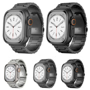 For Apple Watch Series 8 41mm 3-Bead Flat Buckle Titanium Alloy Watch Band(Silver)