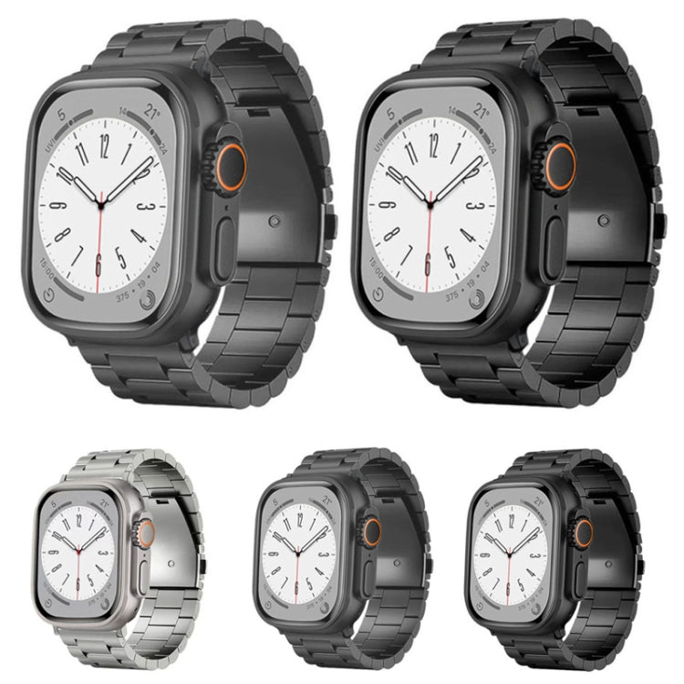 For Apple Watch SE 40mm 3-Bead Flat Buckle Titanium Alloy Watch Band(Silver)
