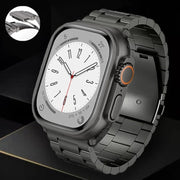 For Apple Watch Series 9 41mm 3-Bead Flat Buckle Titanium Alloy Watch Band(Silver)