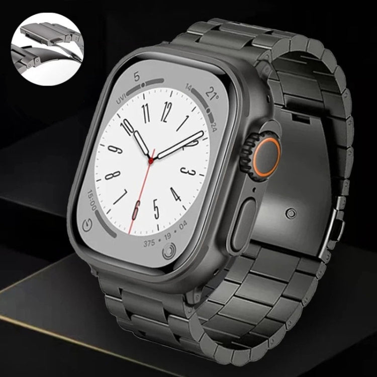 For Apple Watch SE 44mm 3-Bead Flat Buckle Titanium Alloy Watch Band(Silver)