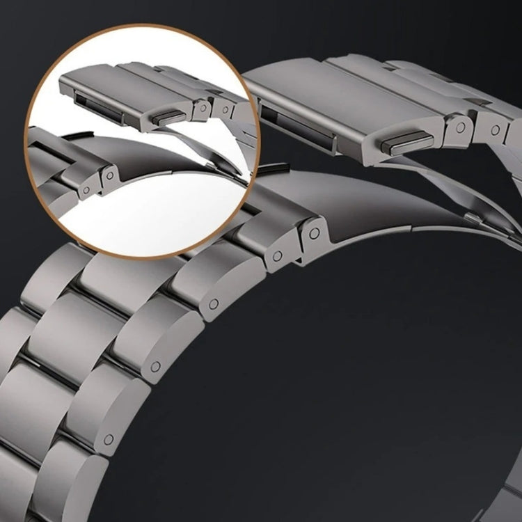 For Apple Watch SE 2022 44mm 3-Bead Flat Buckle Titanium Alloy Watch Band(Silver)