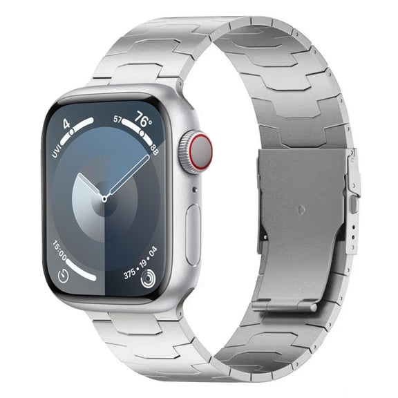 For Apple Watch SE 44mm 26mm Oracle Safety Buckle Titanium Alloy Watch Band(Silver)