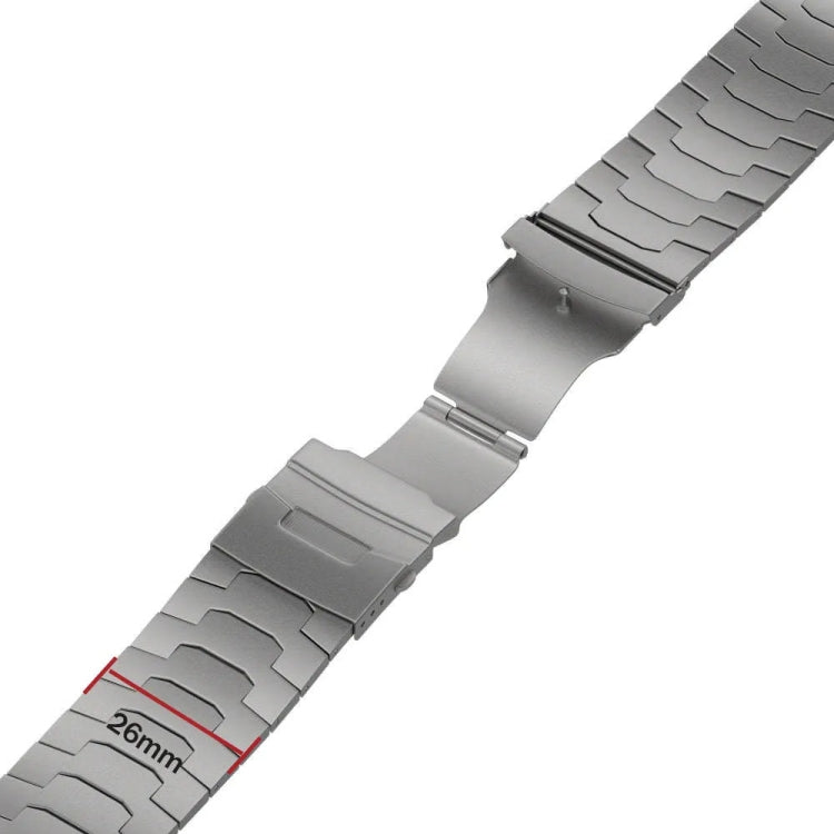 For Apple Watch SE 44mm 26mm Oracle Safety Buckle Titanium Alloy Watch Band(Silver)