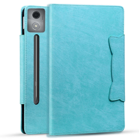 For Lenovo Xiaoxin Pad Pro 12.7 2025 Cat Buckle Leather Tablet Case(Sky Blue)