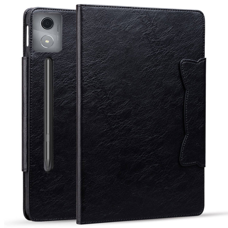 For Lenovo Xiaoxin Pad Pro 12.7 2025 Cat Buckle Leather Tablet Case(Black)