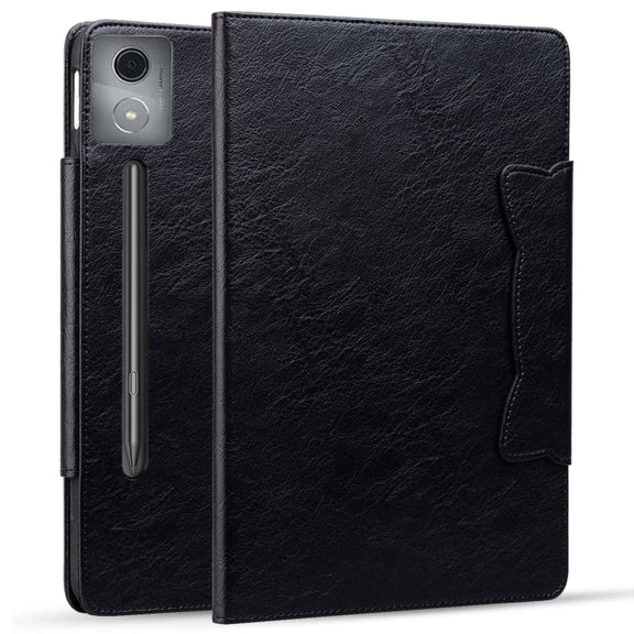 For Lenovo Xiaoxin Pad Pro 12.7 2025 Cat Buckle Leather Tablet Case(Black)