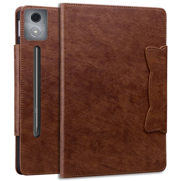 For Lenovo Xiaoxin Pad Pro 12.7 2025 Cat Buckle Leather Tablet Case(Brown)
