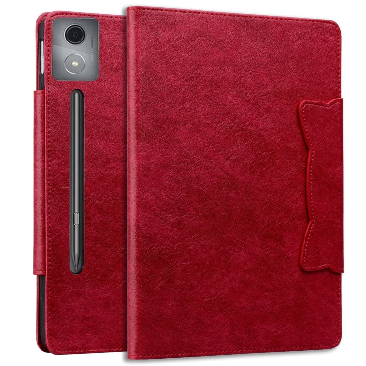 For Lenovo Xiaoxin Pad Pro 12.7 2025 Cat Buckle Leather Tablet Case(Red)