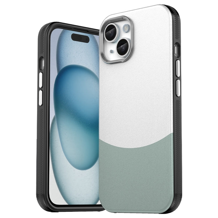 For iPhone 16 Leather Texture MagSafe Magnetic TPU + PC Phone Case(Cyan)