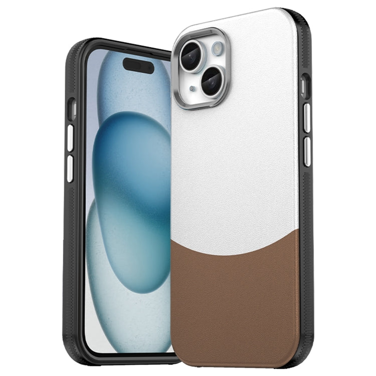 For iPhone 16 Leather Texture MagSafe Magnetic TPU + PC Phone Case(Brown)