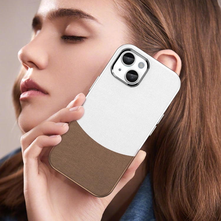 For iPhone 16 Leather Texture MagSafe Magnetic TPU + PC Phone Case(Brown)