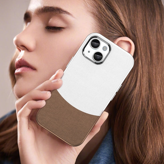 For iPhone 16 Leather Texture MagSafe Magnetic TPU + PC Phone Case(Brown)