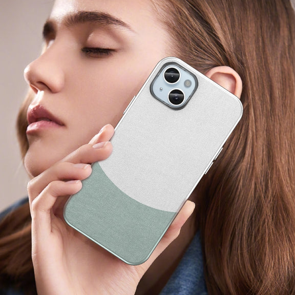 For iPhone 16 Plus Leather Texture MagSafe Magnetic TPU + PC Phone Case(Cyan)