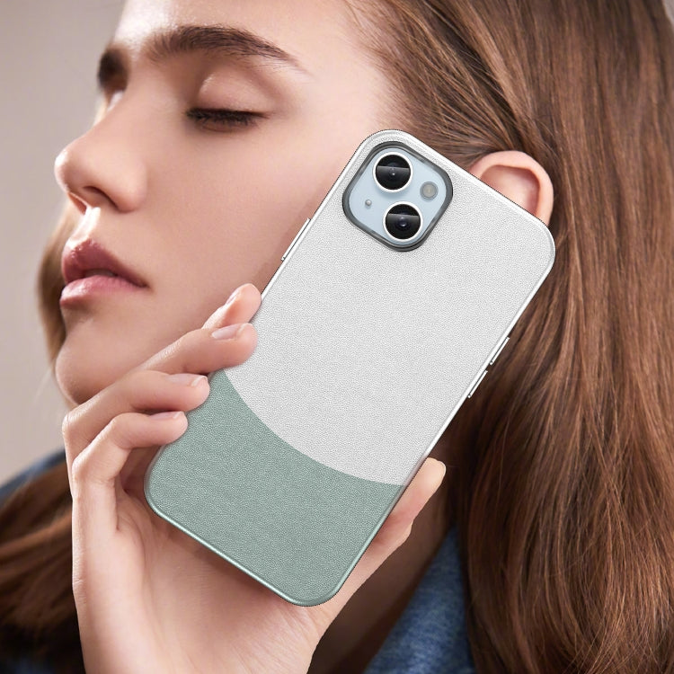 For iPhone 16 Plus Leather Texture MagSafe Magnetic TPU + PC Phone Case(Cyan)