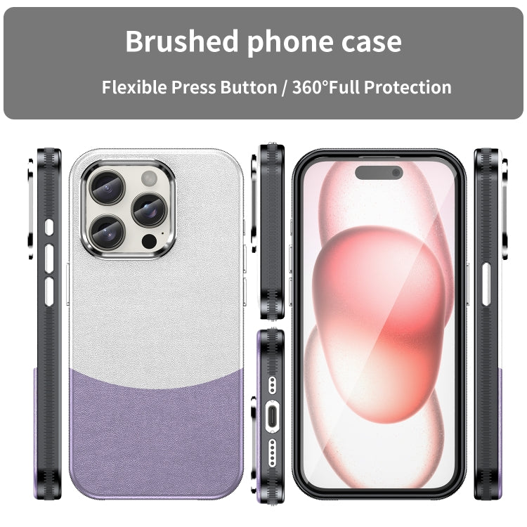 For iPhone 16 Pro Leather Texture MagSafe Magnetic TPU + PC Phone Case(Light Purple)