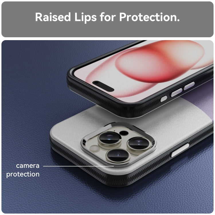 For iPhone 16 Pro Leather Texture MagSafe Magnetic TPU + PC Phone Case(Light Purple)
