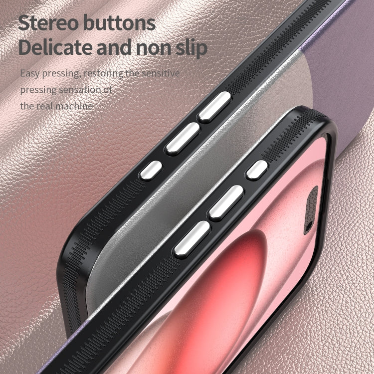 For iPhone 16 Pro Leather Texture MagSafe Magnetic TPU + PC Phone Case(Light Purple)