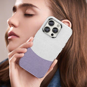 For iPhone 16 Pro Leather Texture MagSafe Magnetic TPU + PC Phone Case(Light Purple)