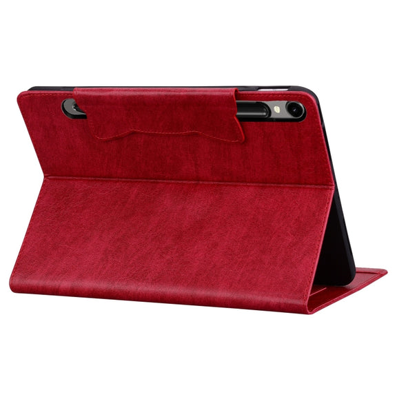 For Samsung Galaxy Tab S9 FE / S9 / S8 / S7 Cat Buckle Leather Smart Tablet Case(Red)