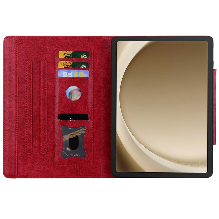 For Samsung Galaxy Tab S9 FE / S9 / S8 / S7 Cat Buckle Leather Smart Tablet Case(Red)