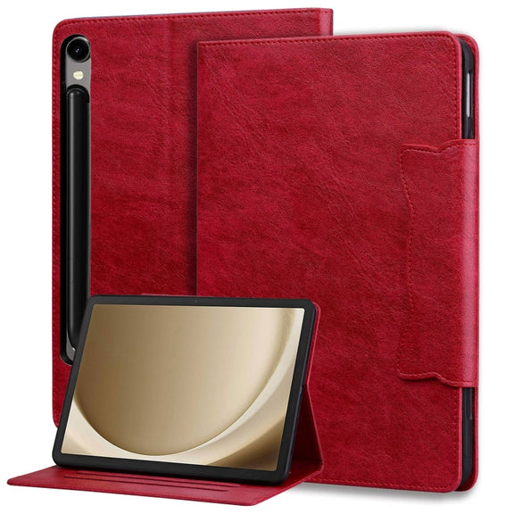 For Samsung Galaxy Tab S9 FE / S9 / S8 / S7 Cat Buckle Leather Smart Tablet Case(Red)