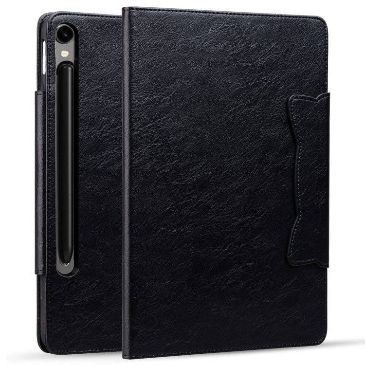 For Samsung Galaxy Tab S9+ / S8+ / S7+ Cat Buckle Leather Smart Tablet Case(Black)