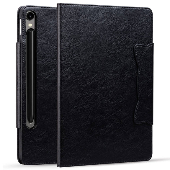 For Samsung Galaxy Tab S9+ / S8+ / S7+ Cat Buckle Leather Smart Tablet Case(Black)