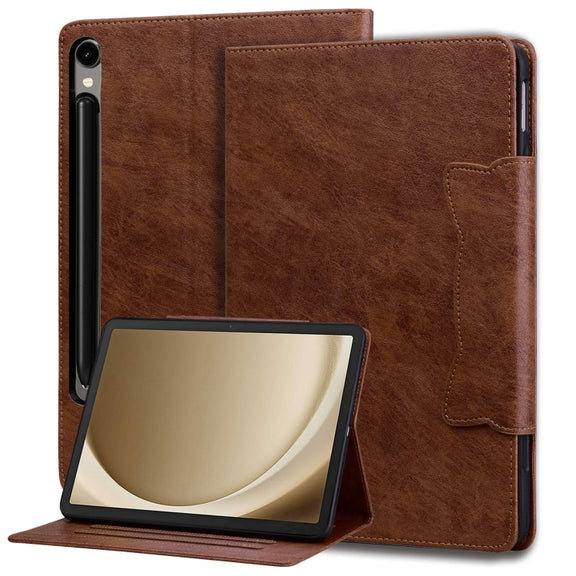 For Samsung Galaxy Tab S9+ / S8+ / S7+ Cat Buckle Leather Smart Tablet Case(Brown)