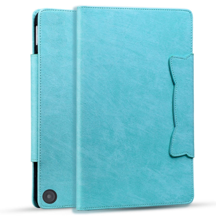 For Amazon Kindle Fire HD 10 2023 / 2021 Cat Buckle Leather Smart Tablet Case(Sky Blue)