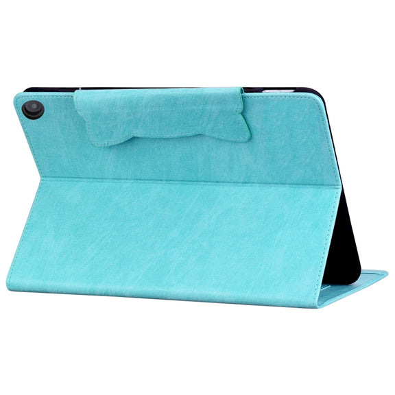 For Amazon Kindle Fire HD 10 2023 / 2021 Cat Buckle Leather Smart Tablet Case(Sky Blue)