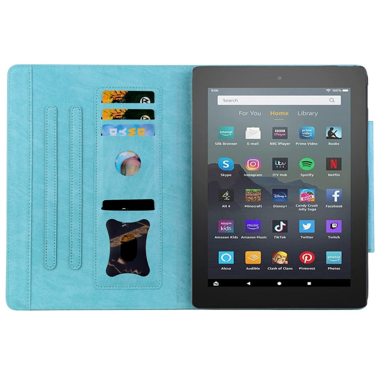 For Amazon Kindle Fire HD 10 2023 / 2021 Cat Buckle Leather Smart Tablet Case(Sky Blue)
