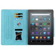 For Amazon Kindle Fire HD 10 2023 / 2021 Cat Buckle Leather Smart Tablet Case(Sky Blue)