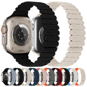 For Apple Watch Series 10 46mm Bamboo Magnetic Silicone Watch Band(Black)